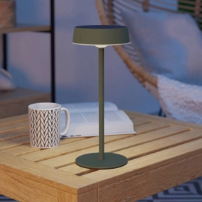   Kültéri napelemes asztali LED lámpa, szabályozható, zöld, 31 cm, érintőkapcsolós, USB aljzattal - Simeri Eglo 75878, 250 lm, 3000-6000 K, állítható színhőmérséklet és fényerősség, 3 W, 5 V, IP44