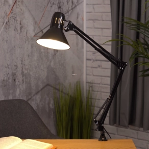   Felületre rögzíthető íróasztali lámpa fekete, 73 cm - Firmo Eglo 90873, 1xE27 foglalattal