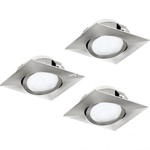   Süllyesztett LED spot lámpa, szögletes 18 W, melegfehér, nikkel, 3 darabos - Pineda Eglo 95846