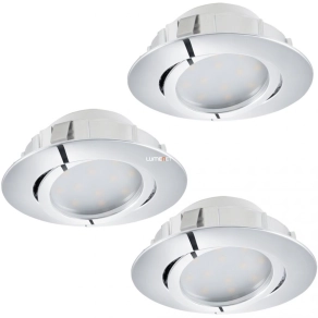   Süllyesztett LED spot lámpa, kerek 18 W, melegfehér, 8,4 cm, króm, 3 darabos - Pineda Eglo 95852