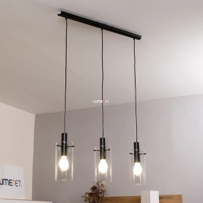   Függesztett lámpa, fekete-áttetsző, három foglalattal - Montefino Eglo 97367