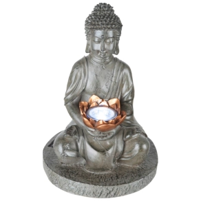   Kültéri napelemes LED dekoráció, Buddha szobor lótusz virággal - Solar Globo 33144