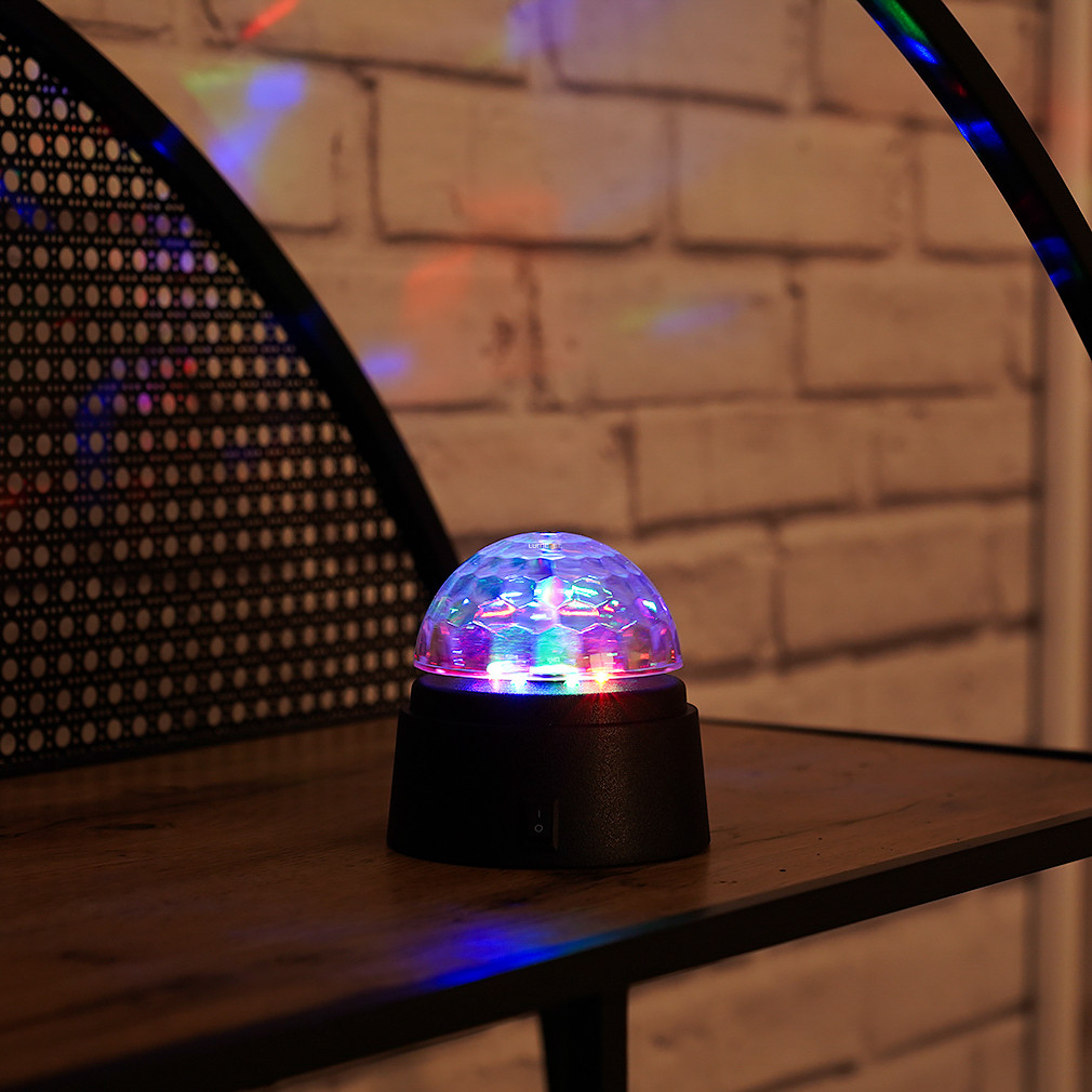 Dekor lámpa, disco gömb 8 cm - Disco Globo 28014, forog, 3xAA elemmel (nem tartozék), 0,18 W