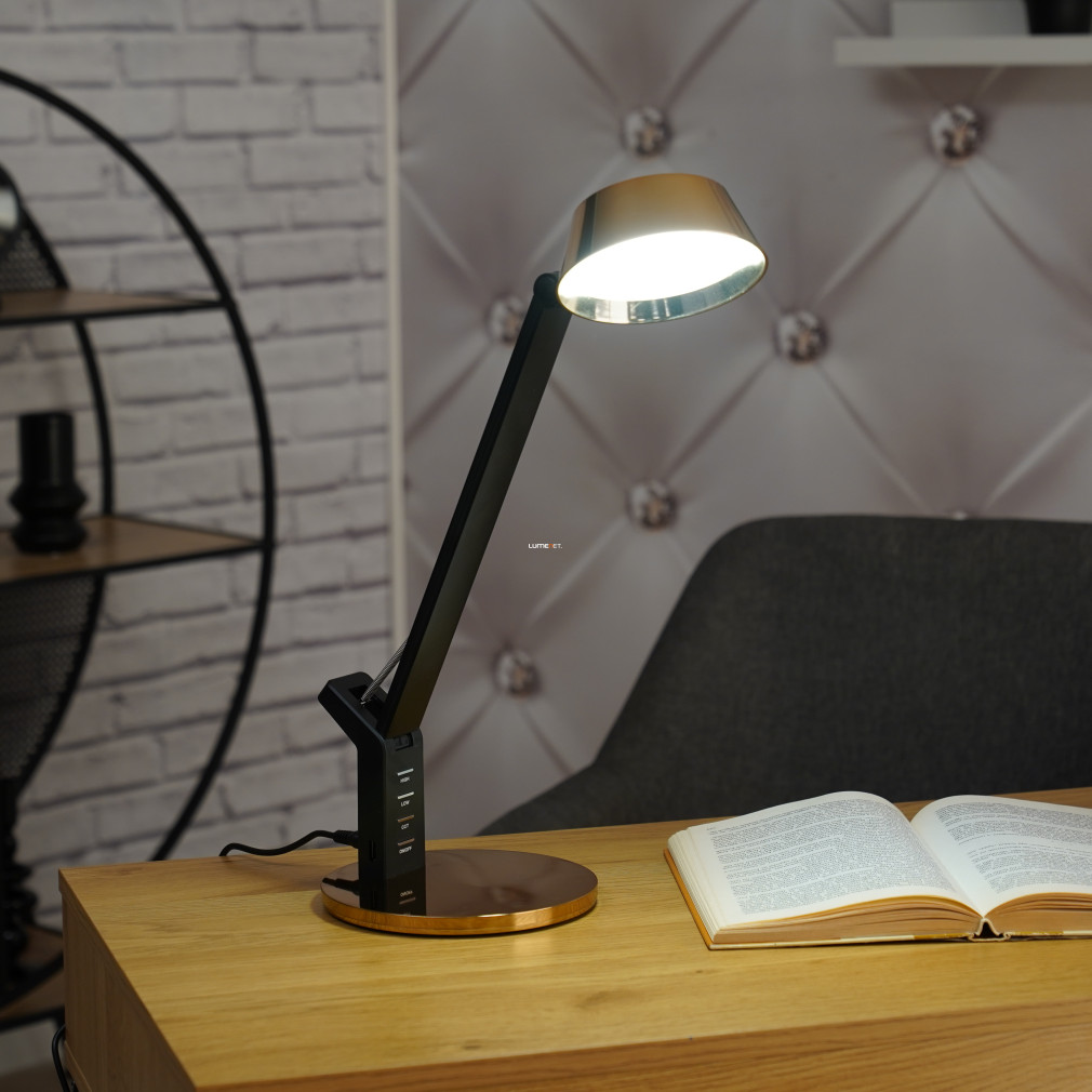 Íróasztali LED lámpa, arany színben 52 cm - Ursino Globo 58423, USB kimenet, 3000-4000-6300 K, 24-450 lm, 8 W