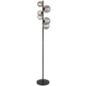   Üveggömbös állólámpa, füstszínű, 155 cm - Riha Globo 56133-6S, 6xG9 foglalattal