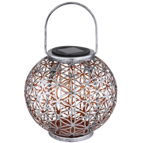   Kültéri napelemes asztali LED lámpa, 29 cm, ezüst virág mintával - Solar Globo 36741
