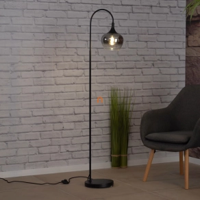   Állólámpa füstszínú üvegbúrával, 150 cm - Maxy Globo 15548S, 1xE27 foglalattal