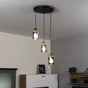   Függesztett lámpa, fekete, 3 foglalattal - Finca Globo 15557-3H