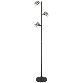   Füstszínű állólámpa talpkapcsolóval, 154 cm - Trabby Globo 57916S, üveg, 3xGU10 foglalattal