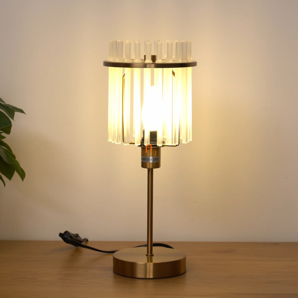 Üvegpálcás asztali lámpa, 37 cm - Gorley Globo 15698TM - billenőkapcsolós, 1xE14 foglalattal, 230 V