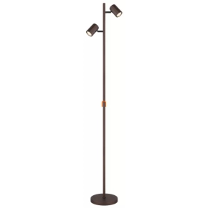   Állólámpa sötét bronz színben, 158 cm - James Globo 57919S, talpkapcsoló, 2xGU10 foglalattal, 230 V
