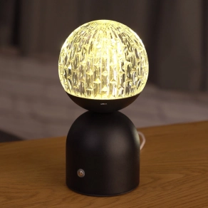   Tölthető asztali LED kristálygömb, 20 cm - Julsy Globo 21007S, memória, USB, akkumulátoros, hordozható, 2700-6500 K, 173 lm, 2,5 W