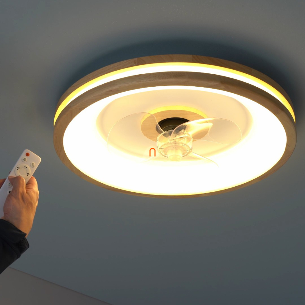 Távirányítóval szabályozható ventilátoros mennyezeti LED lámpa 30W, fa - Gatian Globo 03650