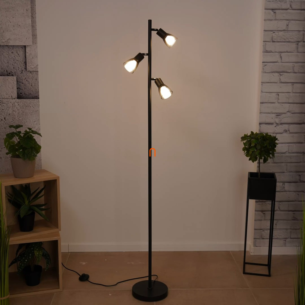 Állólámpa, 161 cm - Satella Globo 54312-3S, talpkapcsoló, üveg, 3xE14 foglalattal, 230 V