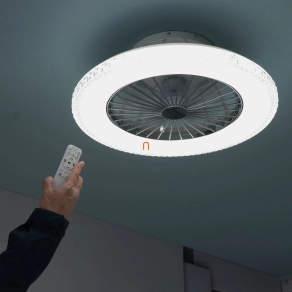   Szabályozható ventilátoros mennyezeti LED lámpa kristály berakással - Corusso Globo 03654