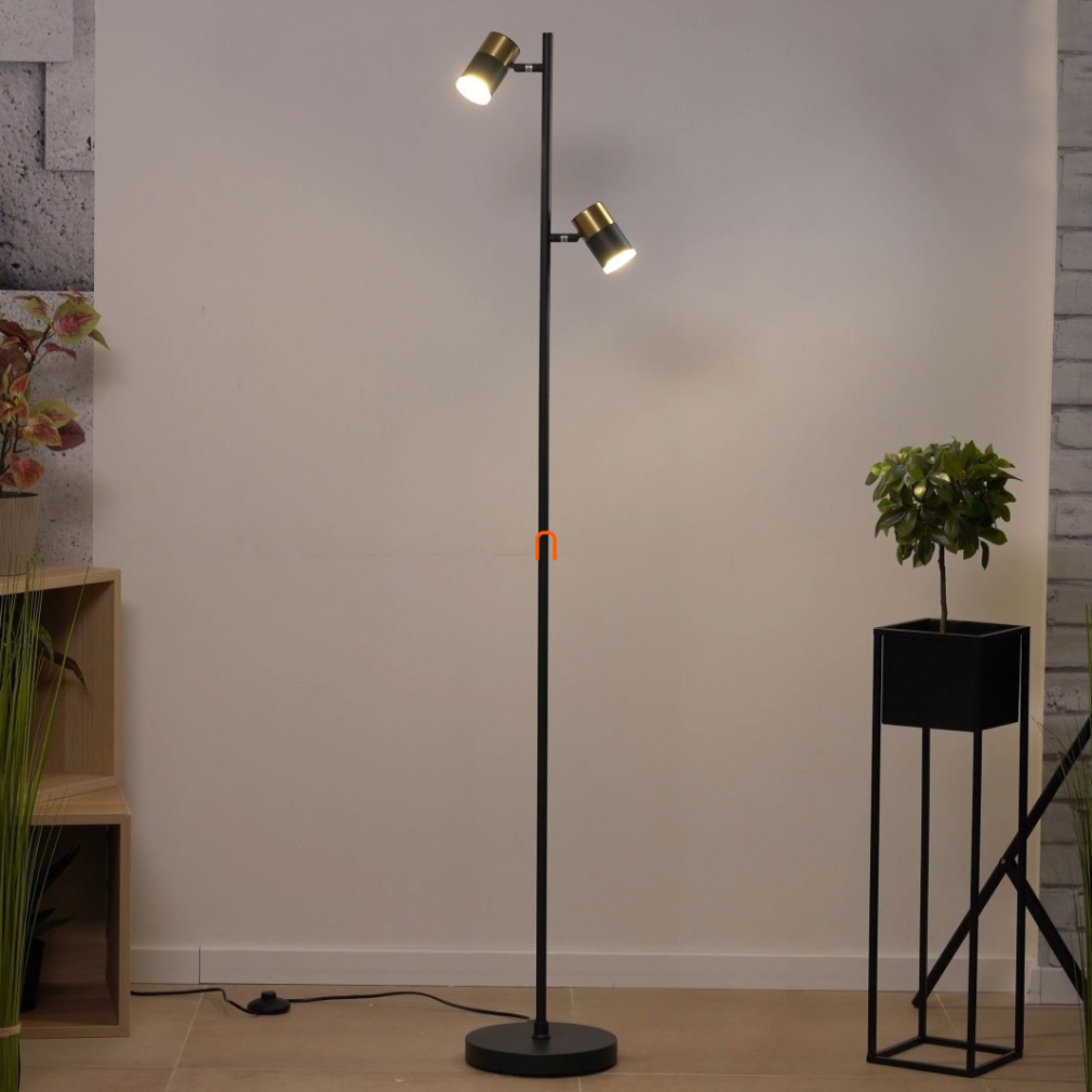 Állólámpa, fekete, 154 cm - Brisbon Globo 57850S, talpkapcsoló, 2xGU10 foglalattal, 230 V