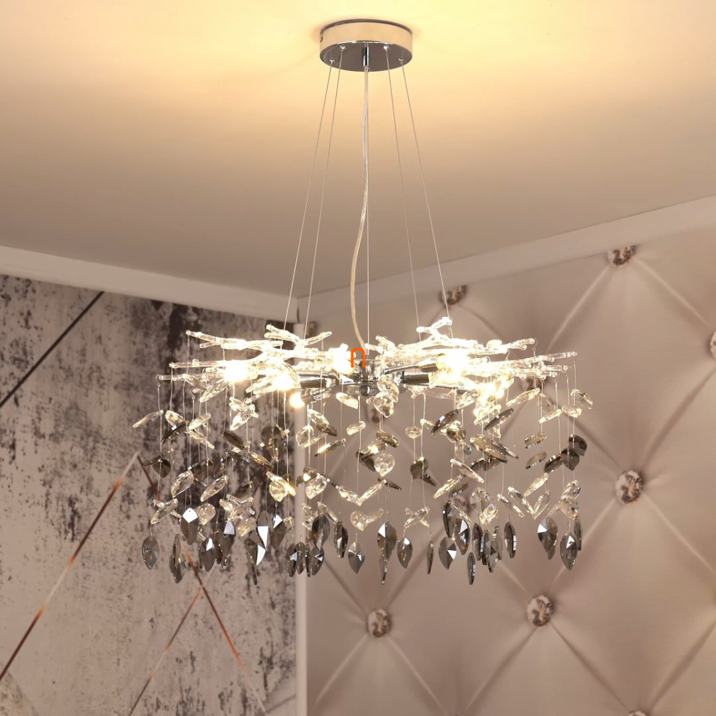 Design csillár kristály levelekkel, füstszínű - Danna Globo 64133-8