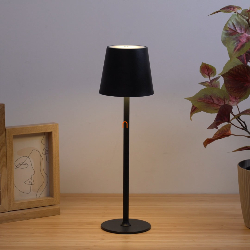 Szabályozható asztali LED lámpa, 36 cm - Vannie Globo 58438G, memória, akkumulátoros, dimmelhető, tölthető, hordozható, fröccsenő víz ellen védett, 1.5 méretes kábellel, 3000 K, 130 lm, 3 W, 230 V