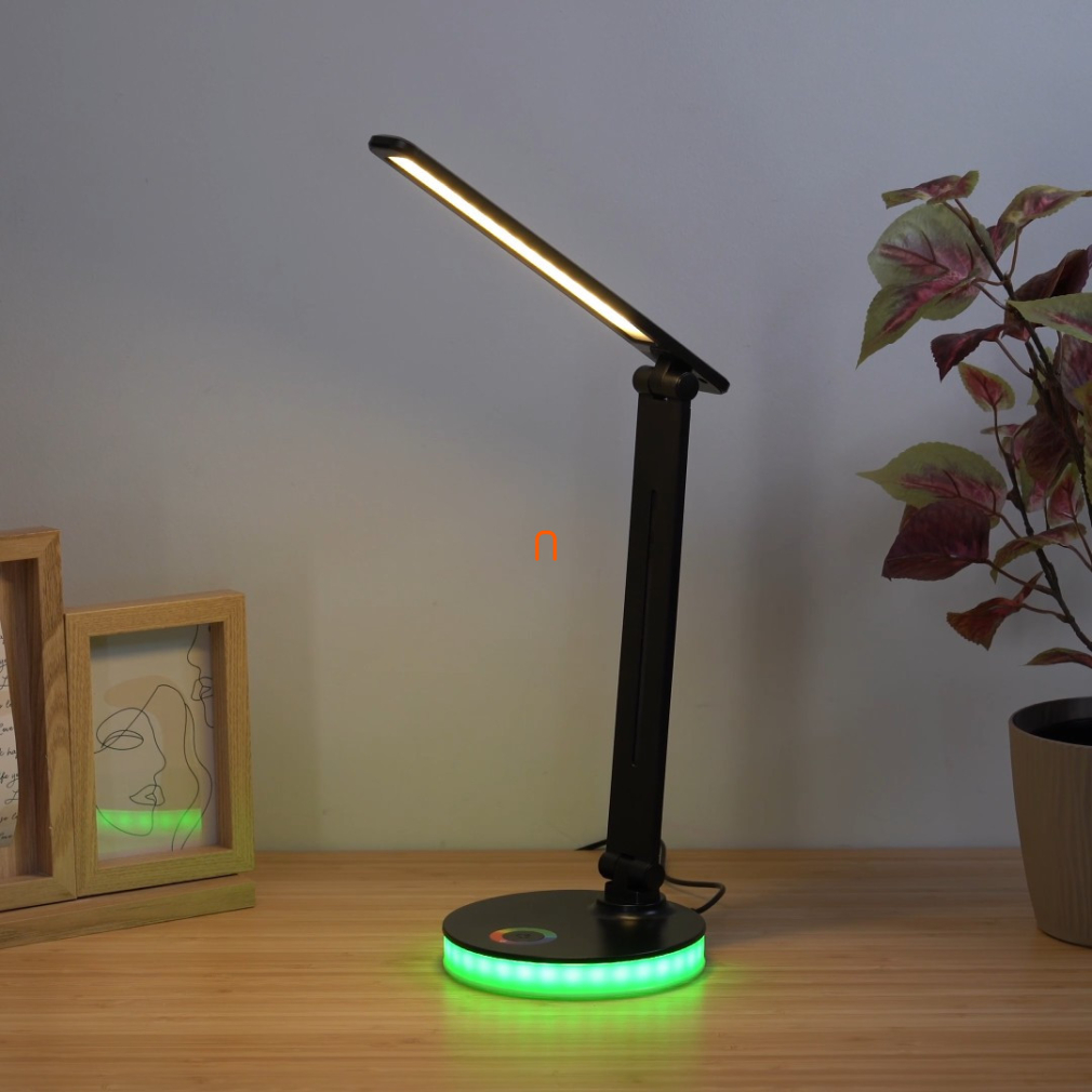 Szabályozható asztali LED lámpa színes talapat világítással 50 cm - Geraldo Globo 58445B, USB kábellel, 1.2 méretes kábellel, 2700-6500-4000 K, 538 lm, 5 W, 230 V