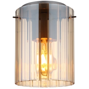   Mennyezeti lámpa barázdált üveg burával, borostyán színben - Tulivar Globo 15904DA