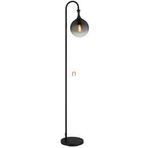   Állólámpa füstszínű üveg búrával 152 cm - Dalton Globo 15885S, talpkapcsoló, üveg, 1xE27 foglalattal, 230 V