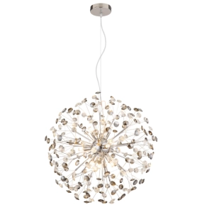   Design függesztett lámpa, kristály pitypang, króm, füstszínű, 60 cm - Katrina Globo 64135H2C