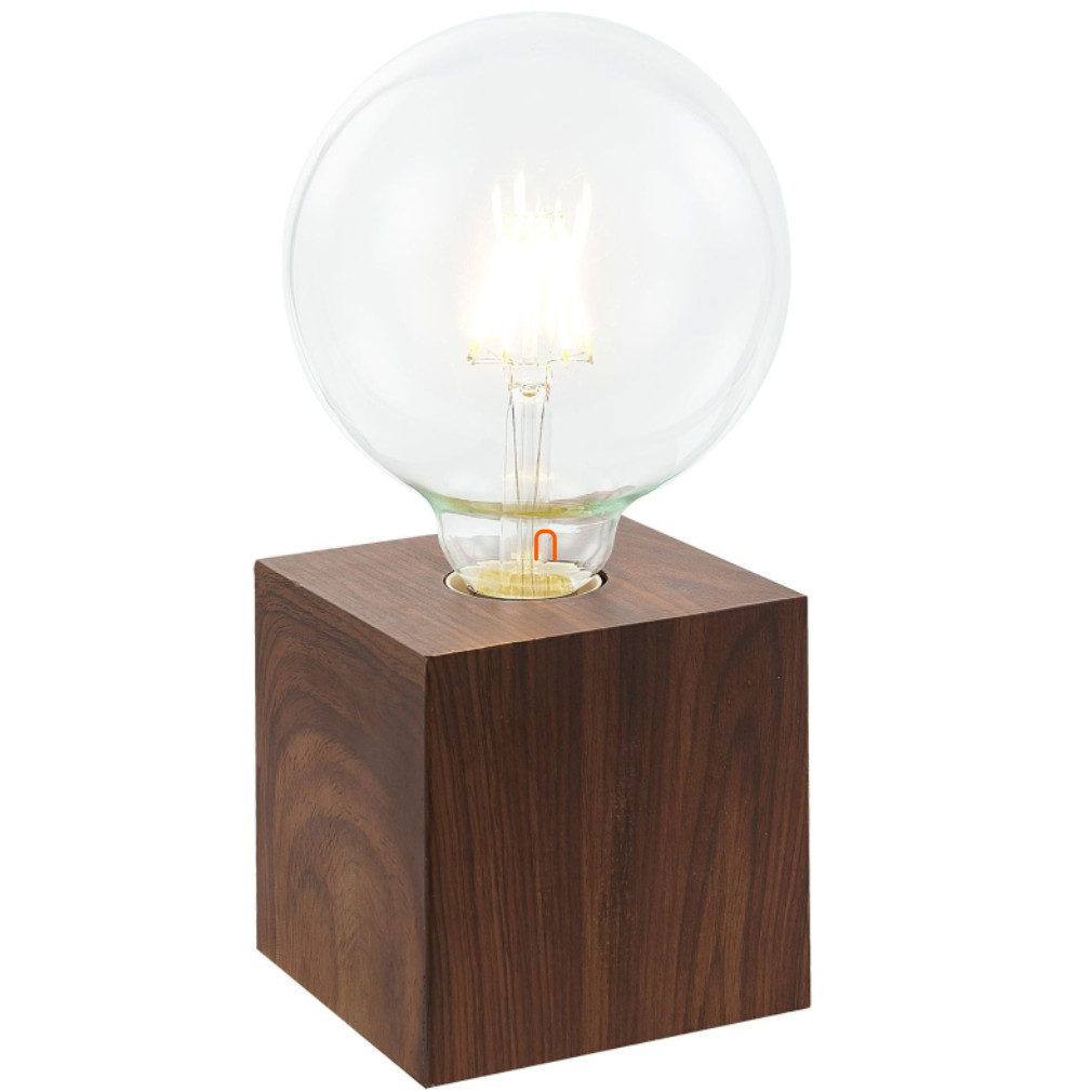 Fa hatású asztali kocka lámpa, 10 cm - Leonie Globo 502401476X, 1xE27 foglalattal, 230 V