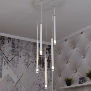   Függesztett lámpa, fehér, 5 foglalattal - Ryan Globo 15629W-5