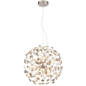   Design függesztett lámpa, kristály pitypang, króm, füstszínű, 40 cm - Katrina Globo 64135H1C