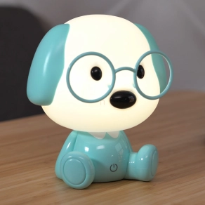   Érintőkapcsolós asztali LED gyereklámpa, tölthető, kék kutya - Puppy Globo 21761B - szabályozható fényerősség, 3000 K, 32 lm, 1 W, 1 méteres kábel, akkumulátoros