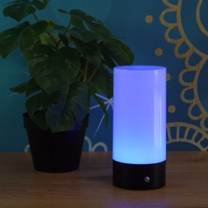   Érintőkapcsolós asztali RGBW LED lámpa, 19 cm, tölthető, fekete színben - Lex Globo 21040SRGB - szabályozható fényerősség, 2900 K, 100 lm, 1,8 W, 1 méteres kábel