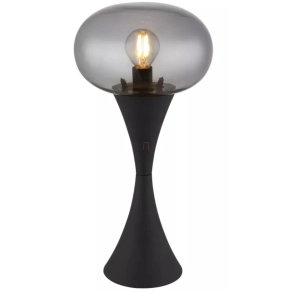   Asztali lámpa, 22 cm, fekete-füstszínű - Lula Globo 21027S - 1xE14, 230 V, IP20, 1.5 méteres kábel