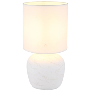   Márvány mintás asztali lámpa, 31 cm, fehér - Marble Globo 21739W - 1xE14, 230 V, IP20, 1.3 méteres kábel