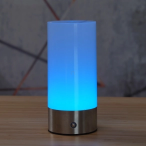   Érintőkapcsolós asztali RGBW LED lámpa, 19 cm, tölthető, nikkel színben - Lex Globo 21040RGB - szabályozható fényerősség, 2900 K, 100 lm, 1,8 W, 1 méteres kábel