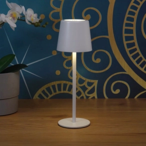   Érintőkapcsolóval szabályozható asztali LED lámpa, 28 cm, tölthető, fehér színben - Vancouver Globo 58482W - szabályozható fényerősség, 3000/4500 K, 50 lm, 1,2 W, 0.8 méteres kábel, akkumulátoros