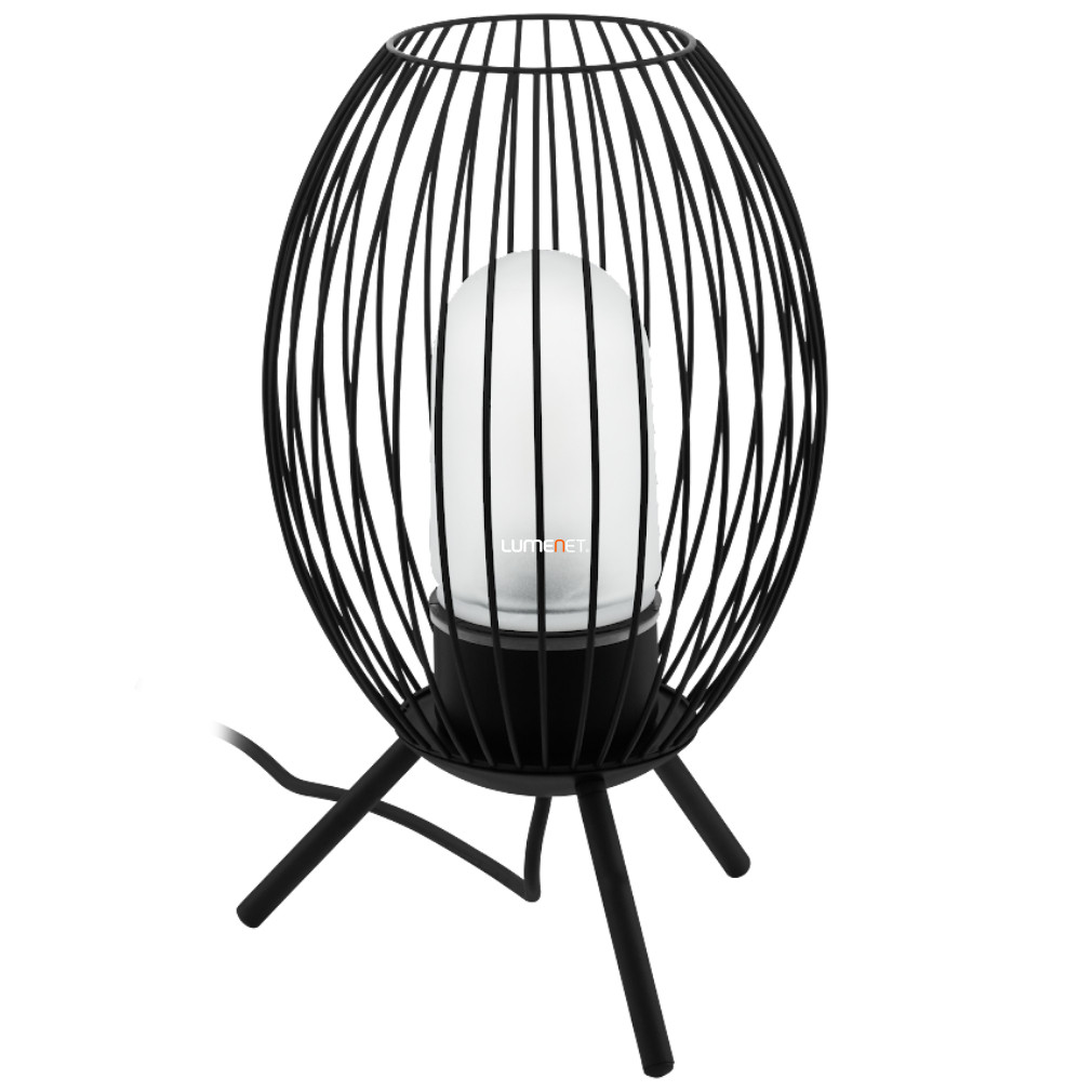 Asztali lámpa, fekete-fehér színű, 41 cm - Fusignano Eglo 900123 - savmaratott üveg, 1xE27 foglalattal