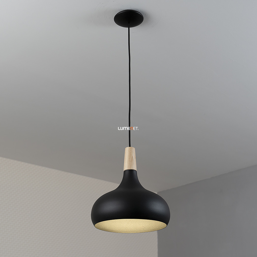 Függesztett lámpa, 28 cm, fekete-fa - Sabinar Eglo 900162