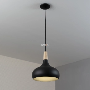 Függesztett lámpa, 28 cm, fekete-fa - Sabinar Eglo 900162