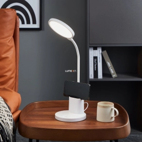   Asztali LED lámpa telefontartóval 55 cm - Brolini Eglo 900529, USB, dimmelhető, érintőkapcsolós, állítható, Li-ion akkumulátor, 1500 mAh, 2700-6500 K, 300 lm, 2,1 W