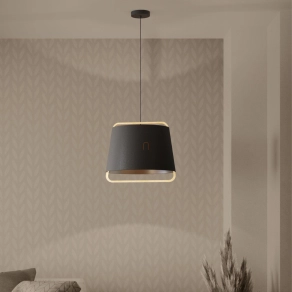  Textil függesztett lámpa fa betéttel, 44 cm - Camaloza Eglo 390185, 1xE27 foglalattal, 220-240 V