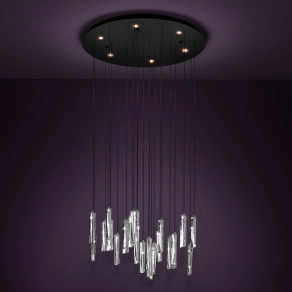   Függesztett LED lámpa buborékos üveg díszekkel, 53 cm - Sardenara Eglo 390209, 3000 lm, 3000 K, 6x4,2 W, 220-240 V