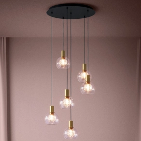   Függesztett LED lámpa üvegbúrákkal, 54 cm - Terque Eglo 390279, 3060 lm, 3000 K, 6x5,4 W, 220-240 V