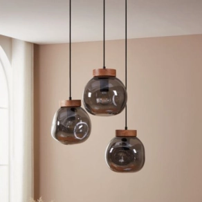   Függesztett lámpa olvasztott üveg hatású burával, 60 cm - Magacela Eglo 390319, 3xE27 foglalattal, 220-240 V