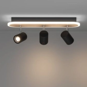   Mennyezeti LED spot lámpa keret világítással, fekete-fa - Rimbocchi Eglo 901633, 2500 lm, 3000 K, 20 W, 220-240 V